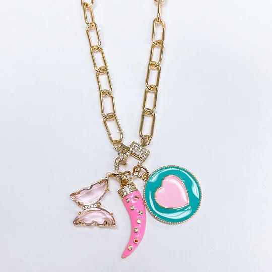 multi charm pink turquoise charm