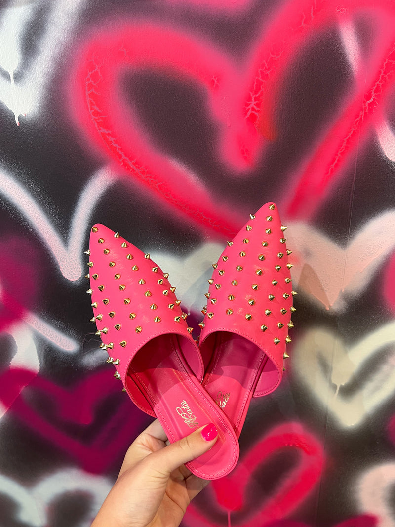 new level studded pink mules | FINAL SALE