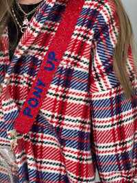 red white & blue flannel shacket