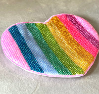 rainbow stripe beaded coin pouch