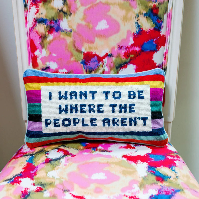 where the people aren't needlepoint pillow